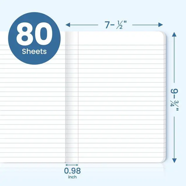 Alt view image 4 of 7 - Wide Ruled Composition Notebook 12 Pack School Supplies, 160 Pages Aesthetic Composition Book, 9-3/4" x 7-1/2", 160 Pages (80 Sheets), Perfect for School Office Supplies, Pastel Colors