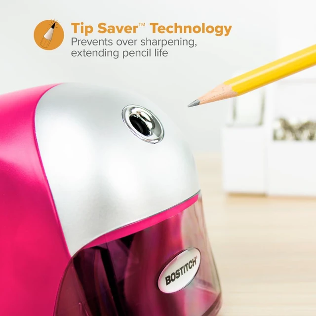 Alt view image 6 of 7 - Office QuietSharp Executive Heavy Duty Electric Pencil Sharpener for 65% Faster Sharpening and 6X Longer Cutter Life - Colored Pencil Compatible, Pink
