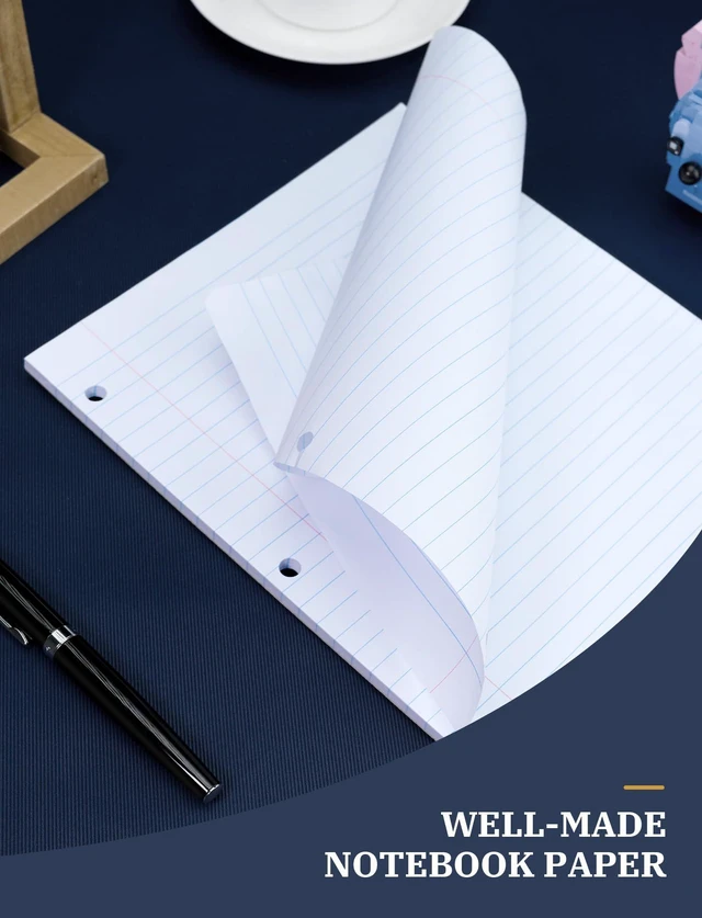 Alt view image 5 of 7 - 10 Pack Loose Leaf Paper 8.5 x 11, 1200 Pcs Lined Paper for 3 Ring Binders Wide Ruled Notebook Paper, 3 Hole Punch Binder Paper, 120 Sheets/Pack Filler Paper for Office, School, and Home