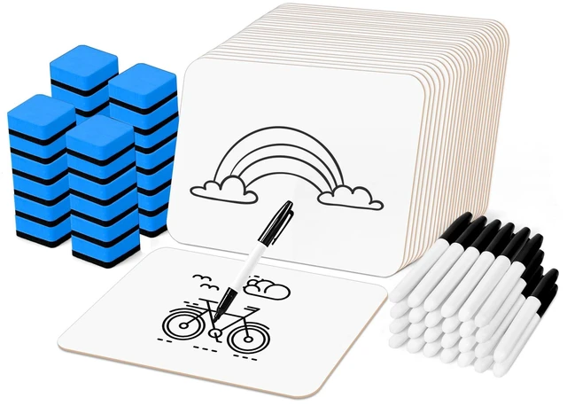 Main image of 26 Pack Dry Erase Boards with 26 Erasers and 26 Markers, 12.5x 9 Double-Sided Reusable Small White Board, Smooth Writing & Wipe-Clean Design, Portable Study Whiteboard