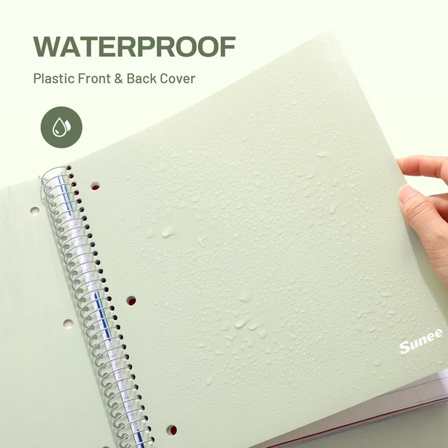 Alt view image 5 of 7 - 5 Subject Notebook College Ruled - 200 sheets (400 Pages), 9"x11", 5 Pocket Colored Dividers, 3-Hole Punched Paper, Sage Green