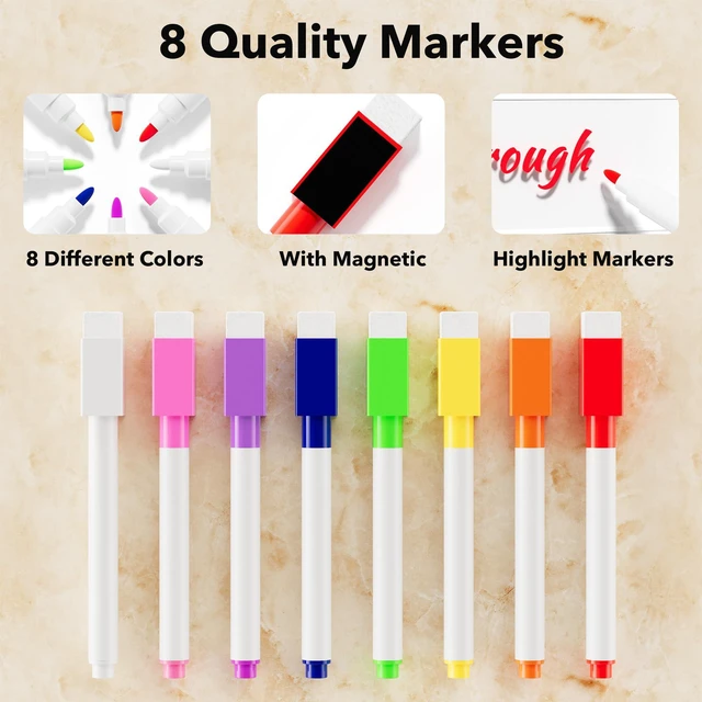 Alt view image 5 of 7 - Acrylic Magnetic Dry Erase Board for Fridge, Clear Whiteboard for Refrigerator, Notepad Memo to Do/Grocery List White Board, w/ 8 Colors Markers, 15"x11"