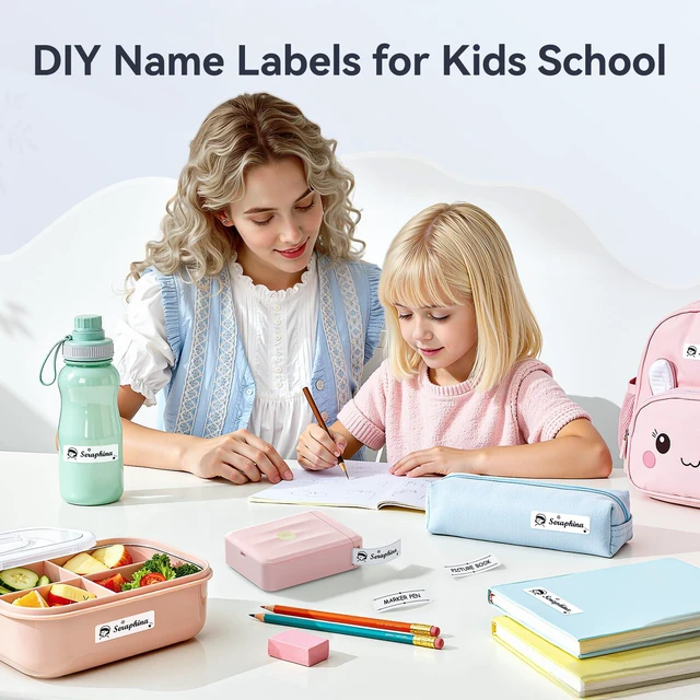 Alt view image 2 of 7 - D110 Mini Label Maker Machine with Tape for Home School, Pink Portable Label Printer Bluetooth Thermal Sticker Labeler with Multiple Templates for Office Kitchen Jars Organization