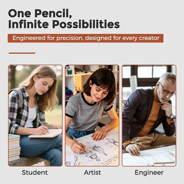 Alt view image 6 of 6 - Art Mechanical Pencil Set in Storage Case, Metal Drawing Pencil 6PCS 0.5-2.0 mm Led Pencil + (4B 2B HB 2H Colors) Pencil Lead Refill, Comfort Grip for School Writing, Artist Drawing Sketching