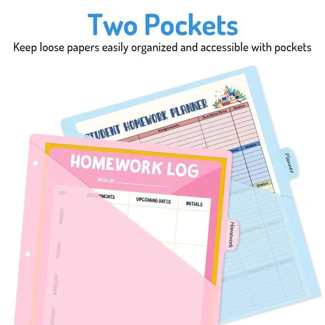 Alt view image 4 of 7 - 16 Count Dividers with Two Pockets, 8 tab Binder Dividers Binder Organizer, Binder Divider with Tabs for School Office and Home Organization, Multicolor, 2 Sets