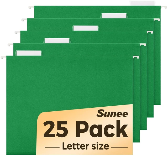 Main image of Hanging File Folders, 25 Pack Letter Size Hanging File Folders with 1/5-Cut Tabs, Ideal for Home and Office Organization and Papers Classification,Light Green