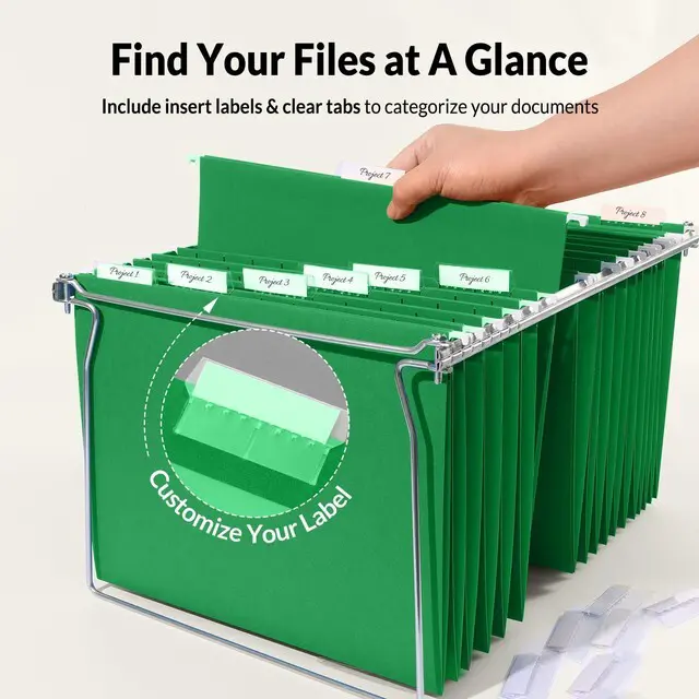 Alt view image 2 of 7 - Hanging File Folders, 25 Pack Letter Size Hanging File Folders with 1/5-Cut Tabs, Ideal for Home and Office Organization and Papers Classification,Light Green