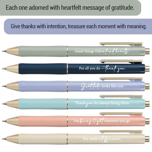 Alt view image 2 of 7 - Gel Pens, 6 Pcs Quick Dry Black Ink Pens, 0.5mm Fine Point, Gratitude Retractable Pens with Soft Grip, Smooth Writing for Journaling and Note Taking, Cute Aesthetic Design for Women & Men