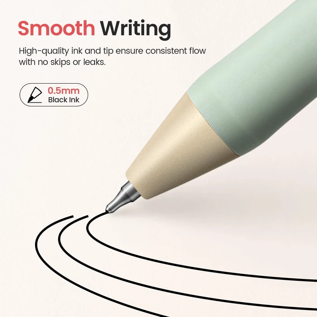 Alt view image 4 of 7 - Gel Pens, 6 Pcs Quick Dry Black Ink Pens, 0.5mm Fine Point, Funny Retractable Pens with Soft Grip, Smooth Writing for Journaling and Note Taking, Cute Aesthetic Design for Women & Men