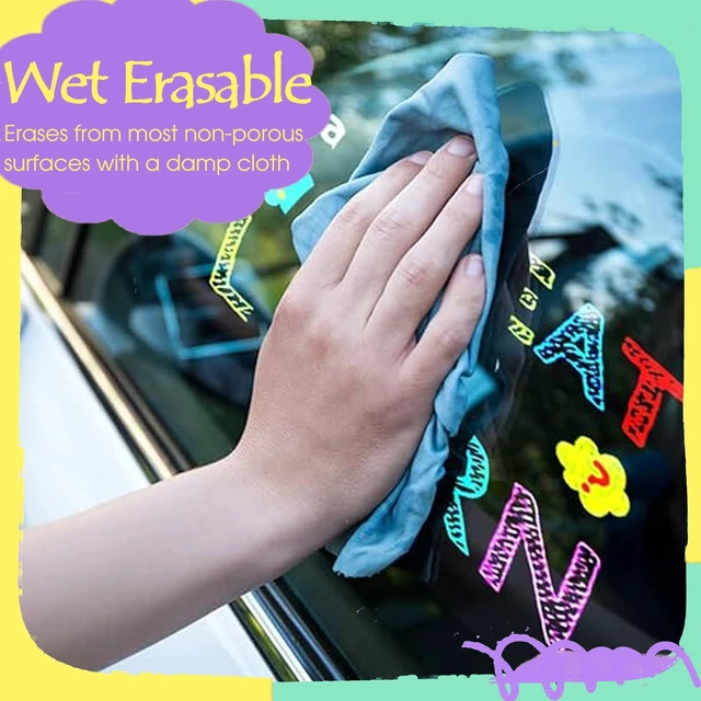 Alt view image 3 of 5 - Window Chalk Markers for Cars Glass Washable, 8 Colors Macaron Jumbo Liquid Chalk Marker Pens with 10mm 3 in 1 Nib Wide Tip, Chalkboard Markers Car Window Paint Pen for Auto, Mirror, Poster