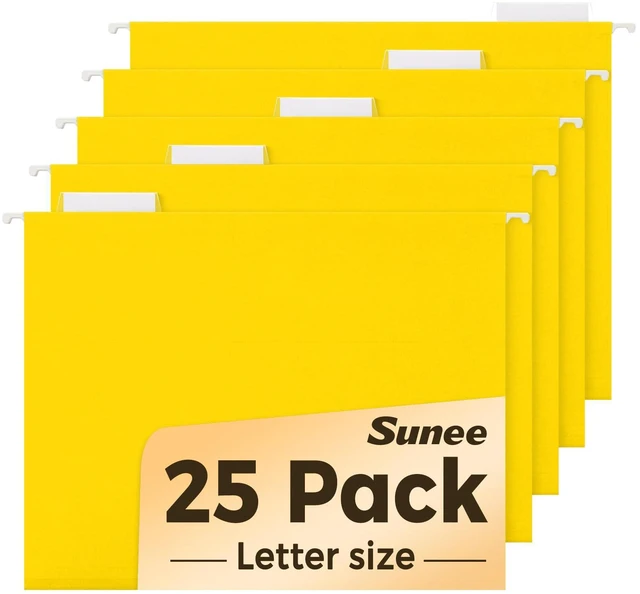 Main image of Hanging File Folders, 25 Pack Letter Size Hanging File Folders with 1/5-Cut Tabs, Ideal for Home and Office Organization and Papers Classification,Yellow