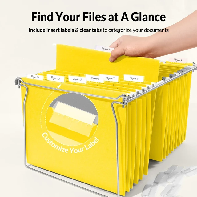 Alt view image 2 of 7 - Hanging File Folders, 25 Pack Letter Size Hanging File Folders with 1/5-Cut Tabs, Ideal for Home and Office Organization and Papers Classification,Yellow