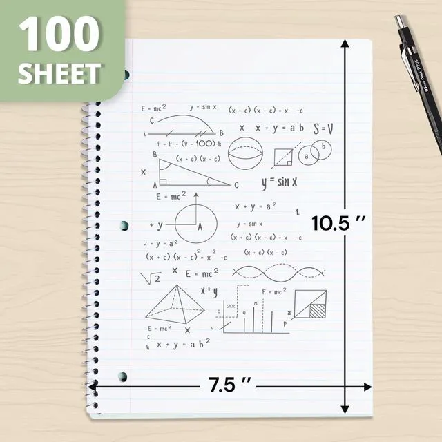 Alt view image 2 of 6 - 1 Subject Spiral Notebook College Ruled 5 Pack, 140 Pages, Black 70 Sheets, 8 x 10.5 in, 3-Hole Punched, School Notebook, Writing Notebook, Students, Study: Amazon.com