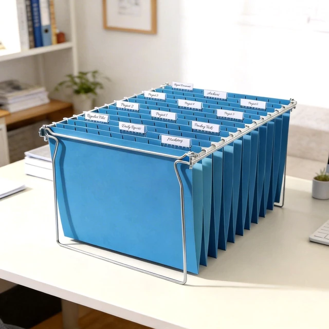 Alt view image 6 of 7 - 25 Pack Hanging File Folders, Blue Folders, Hanging File Folders Letter Size with 1/5-cut Tabs, Stay Organized for Your Home and Office Bulk File and Documents