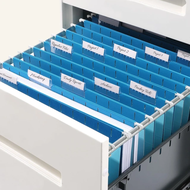 Alt view image 7 of 7 - 25 Pack Hanging File Folders, Blue Folders, Hanging File Folders Letter Size with 1/5-cut Tabs, Stay Organized for Your Home and Office Bulk File and Documents