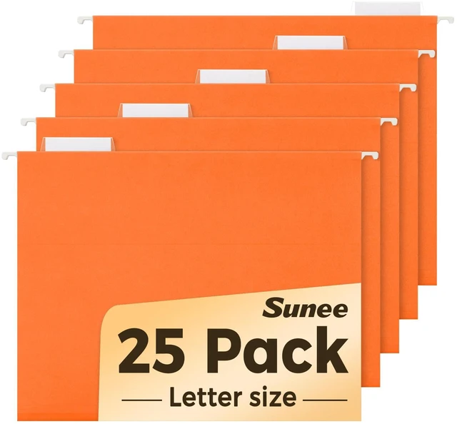 Main image of Hanging File Folders, 25 Pack Letter Size Hanging File Folders with 1/5-Cut Tabs, Ideal for Home and Office Organization and Papers Classification,Orange