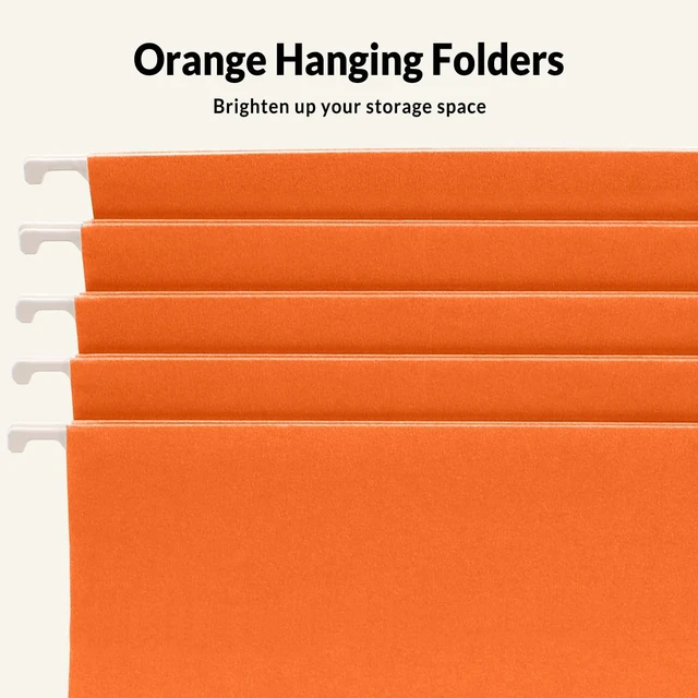 Alt view image 4 of 7 - Hanging File Folders, 25 Pack Letter Size Hanging File Folders with 1/5-Cut Tabs, Ideal for Home and Office Organization and Papers Classification,Orange