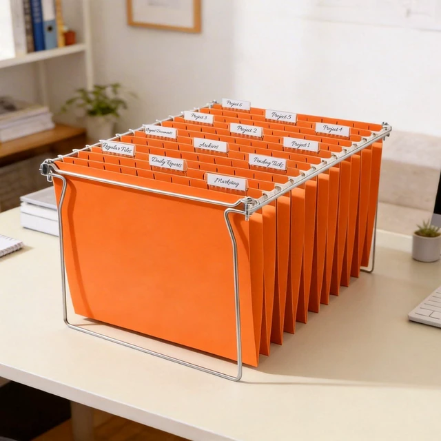 Alt view image 6 of 7 - Hanging File Folders, 25 Pack Letter Size Hanging File Folders with 1/5-Cut Tabs, Ideal for Home and Office Organization and Papers Classification,Orange