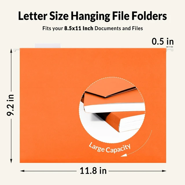 Alt view image 5 of 7 - Hanging File Folders, 25 Pack Letter Size Hanging File Folders with 1/5-Cut Tabs, Ideal for Home and Office Organization and Papers Classification,Orange