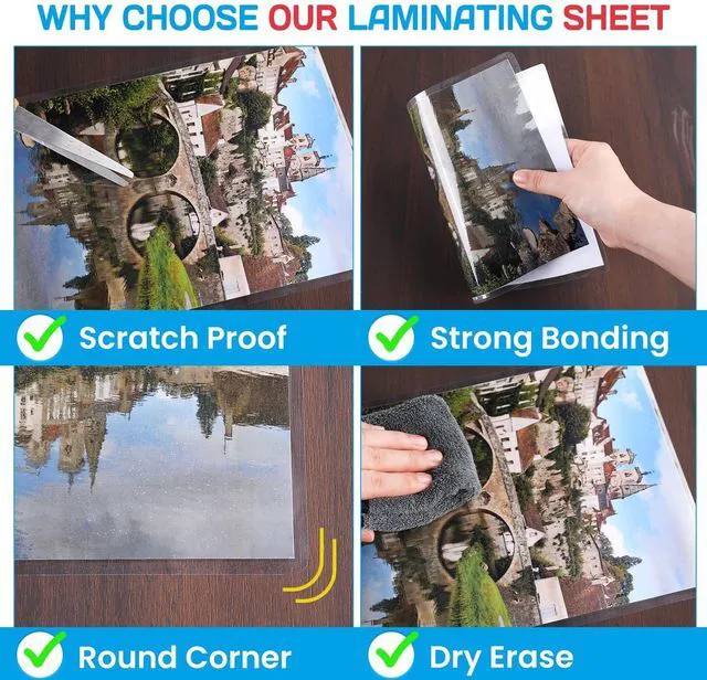 Alt view image 5 of 7 - 200 Pack Laminating Sheets, Hold 11 x 17 Inch Sheet, 3 Mil Clear Thermal Laminating Pouches 11.5 x 17.5 Inch Lamination Sheet Paper for Laminator, Round Corner