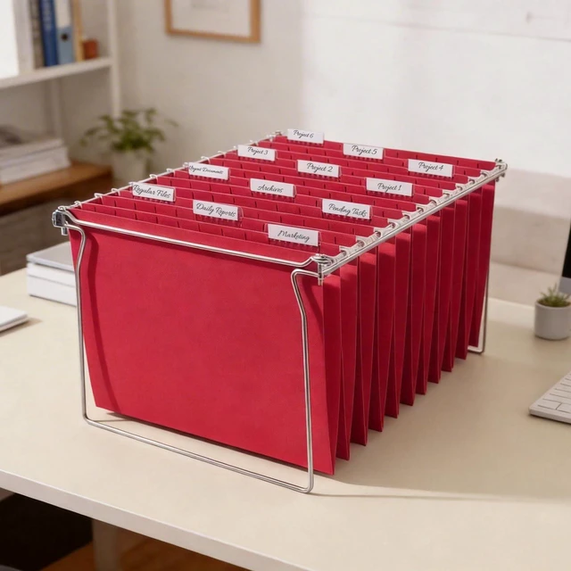 Alt view image 6 of 7 - Hanging File Folders, 25 Pack Letter Size Hanging File Folders with 1/5-Cut Tabs, Ideal for Home and Office Organization and Papers Classification,Red