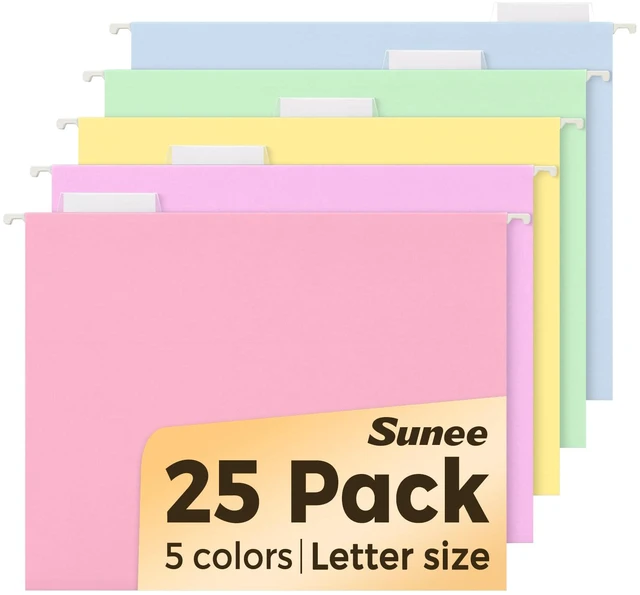 Main image of 25 Pack Hanging File Folders, Bright Folders, Hanging File Folders Letter Size with 1/5-cut Tabs, Stay Organized for Your Home and Office Bulk File and Documents