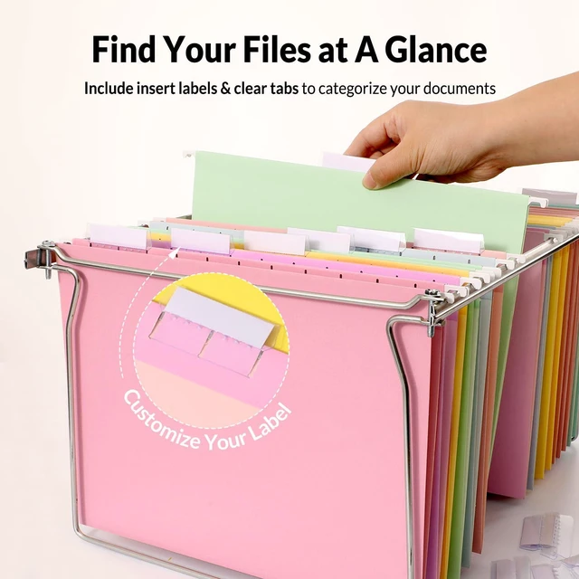Alt view image 2 of 4 - 25 Pack Hanging File Folders, Bright Folders, Hanging File Folders Letter Size with 1/5-cut Tabs, Stay Organized for Your Home and Office Bulk File and Documents