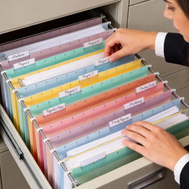 Alt view image 4 of 4 - 25 Pack Hanging File Folders, Bright Folders, Hanging File Folders Letter Size with 1/5-cut Tabs, Stay Organized for Your Home and Office Bulk File and Documents