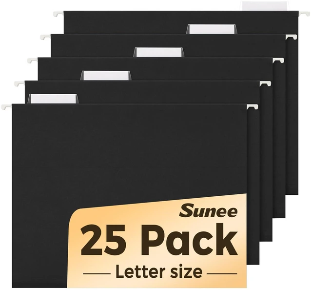 Main image of 25 Pack Hanging File Folders, Black Folders, Hanging File Folders Letter Size with 1/5-cut Tabs, Stay Organized for Your Home and Office Bulk File and Documents
