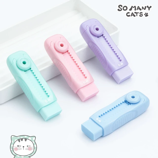 Alt view image 6 of 7 - 4 Pcs Cute Erasers for Kids Sliding Retractable Pencil Erasers, Push Pull Design Cute Erasers Stationery Supplies for Kids Back to School Supplies for Office