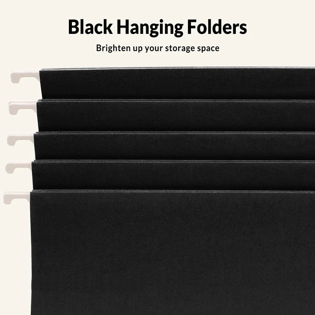 Alt view image 4 of 7 - 25 Pack Hanging File Folders, Black Folders, Hanging File Folders Letter Size with 1/5-cut Tabs, Stay Organized for Your Home and Office Bulk File and Documents