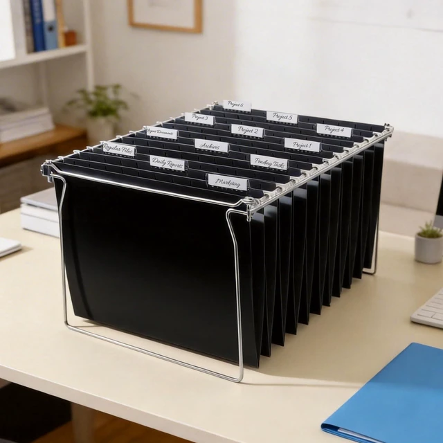 Alt view image 6 of 7 - 25 Pack Hanging File Folders, Black Folders, Hanging File Folders Letter Size with 1/5-cut Tabs, Stay Organized for Your Home and Office Bulk File and Documents