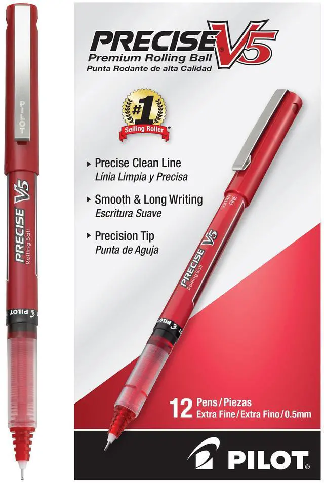 Main image of Precise V5 Stick, Extra Fine Point (0.5mm) Red Ink Pens, 12-Pack