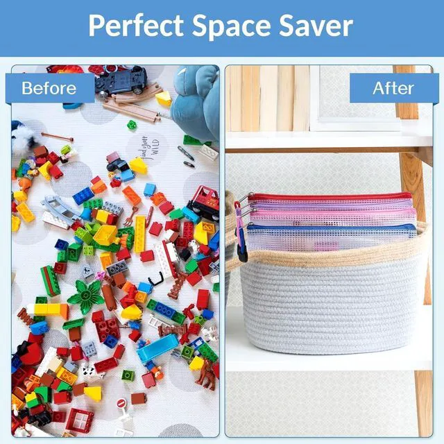 Alt view image 4 of 7 - 24 Pack Super Large Mesh Zipper Pouch Bags, A3 (16.5×11.7 in) Storage Bags with Label Pocket, Reusable Zipper Pouches for Classroom Organization