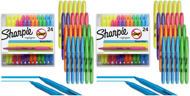Main image of Pocket Highlighters, Chisel Tip, Assorted Colors, 24 Count - Back to School, Office, Teacher Supplies (Pack of 2)