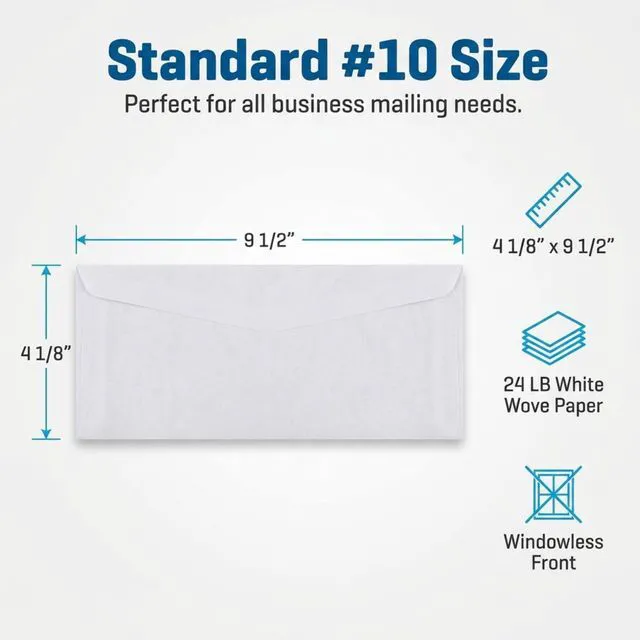 Alt view image 2 of 7 - #10 Business Envelopes Letter Size Windowless Self Seal Security 500ct Premium EnveGuard Tint, Ultra Strong Quick Closure, White, 24LB Paper, 4-1/8 x 9-1/2 in, 500 Count