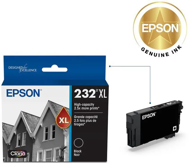 Alt view image 2 of 6 - 232 Claria Ink High Capacity Black Cartridge (T232XL120-S) Works with Workforce WF-2930,2950 and Expression XP-4200, 4205