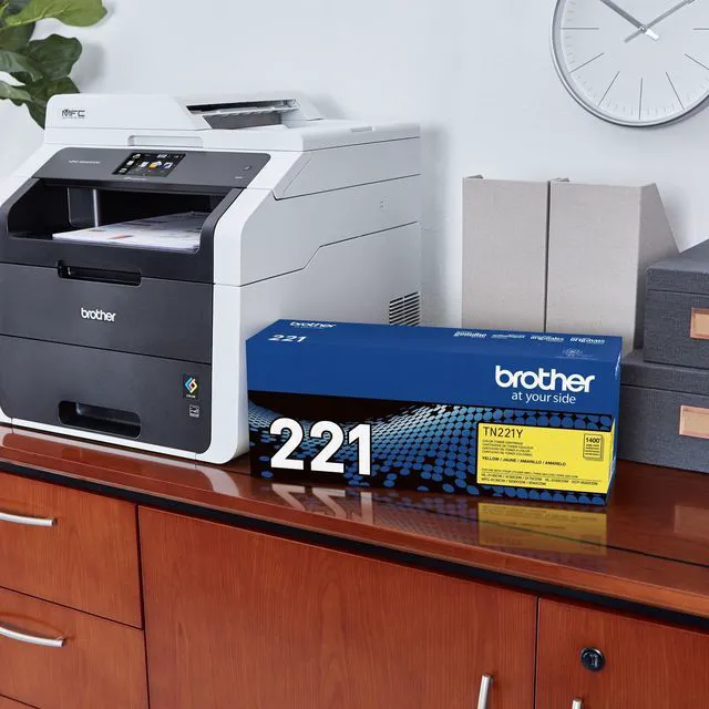 Alt view image 3 of 7 - Genuine Standard Yield Toner Cartridge, TN221Y, Replacement Yellow Color Toner, Page Yield Up to 1,400 Pages, Amazon Dash Replenishment Cartridge, TN221
