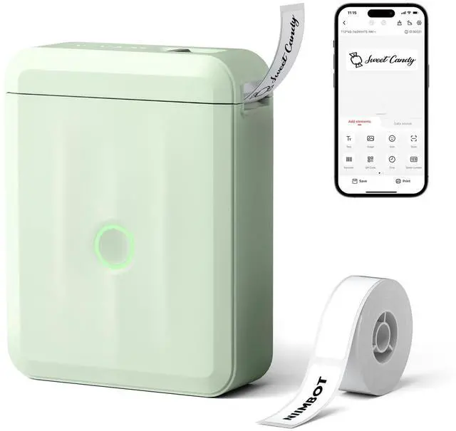 Main image of D110 Mini Label Maker Machine with Tape for Home School, Green Portable Label Printer Bluetooth Thermal Sticker Labeler with Multiple Templates for Office Kitchen Jars Organization