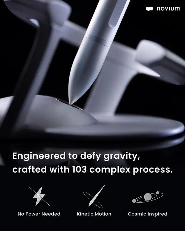 Alt view image 3 of 7 - Hoverpen Interstellar - Ballpoint Pen, Starlight Silver Magnetic Features, German-engineered Ballpoin Pen Refill