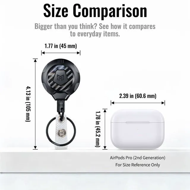 Alt view image 3 of 7 - Upgraded Heavy Duty Retractable Keychain with Belt Clip, 10 OZ Retraction, 31.5" Stainless Steel Cord Key Chain, 3K Carbon Fiber ID Badge Reel Holder with Badge Strap and Key Ring, 4 Pack