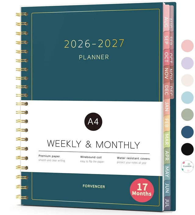 Main image of 17 Month Academic Planner 2026-2027, Aug 2026-Dec 2027, 8.5"x11" Calendar Planner Weekly and Monthly, Daily Agenda Book Organizer, College School Supplies for Student Teacher, A4, Navy Blue