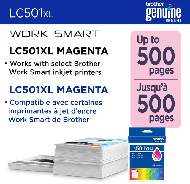 Alt view image 2 of 7 - Genuine LC501XLM High Yield Magenta Ink Cartridge (for use with Work Smart 1260, 1360, and 1410 Printers)