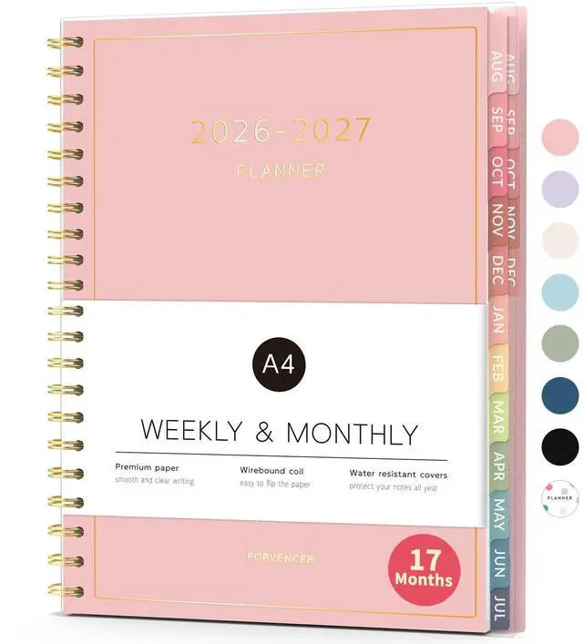 Main image of 17 Month Academic Planner 2026-2027, Aug 2026-Dec 2027, 8.5"x11" Calendar Planner Weekly and Monthly, Daily Agenda Book Organizer, College School Supplies for Student Teacher, A4 Size, Pink