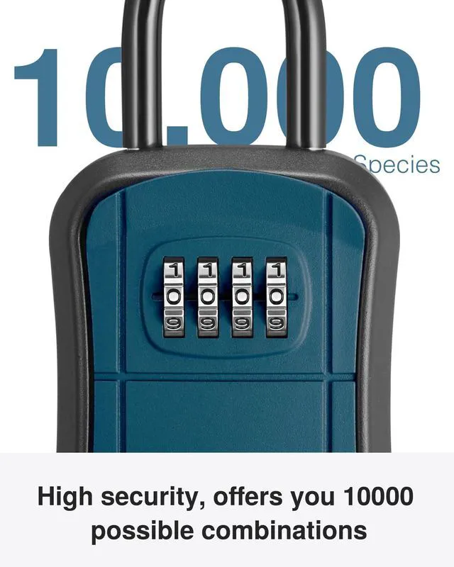 Alt view image 3 of 7 - Key Lock Box Outdoor 4 Digit Code Combination Lockbox 1 Peacock Blue For Contractors Guest Realtor Storage Keys, Portable, Home Wall Mount, Resettable, Combination, Weatherproof, High-capacity
