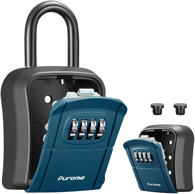 Main image of Key Lock Box Outdoor 4 Digit Code Combination Lockbox 1 Peacock Blue For Contractors Guest Realtor Storage Keys, Portable, Home Wall Mount, Resettable, Combination, Weatherproof, High-capacity
