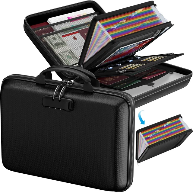 Main image of Fireproof Document Box with Lock & 25-Pocket Accordion File Folder Fire&Water Resistant,Hard Case File Organizer with Handle,Portable Home Office Safe Storage for Important Documents,Laptop