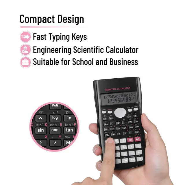 Alt view image 5 of 7 - Scientific Calculators Bulk, 24 Pack, 2 Line, 240 Functions 12 Digit Math Calculator Scientific with Protective Hardcover