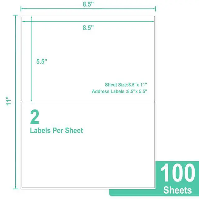 Alt view image 3 of 7 - L LIKED Half Sheet Shipping Label, 200 Labels, 5.5 x 8.5, 30 Sheets 2 per sheet, strong adhesive, laser/inkjet compatible, for shipping, address & product