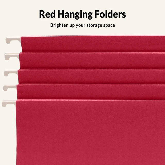 Alt view image 4 of 7 - Hanging File Folders, 25 Pack Letter Size Hanging File Folders with 1/5-Cut Tabs, Ideal for Home and Office Organization and Papers Classification,Red